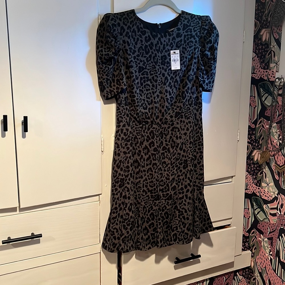 NWT olive green and black dress